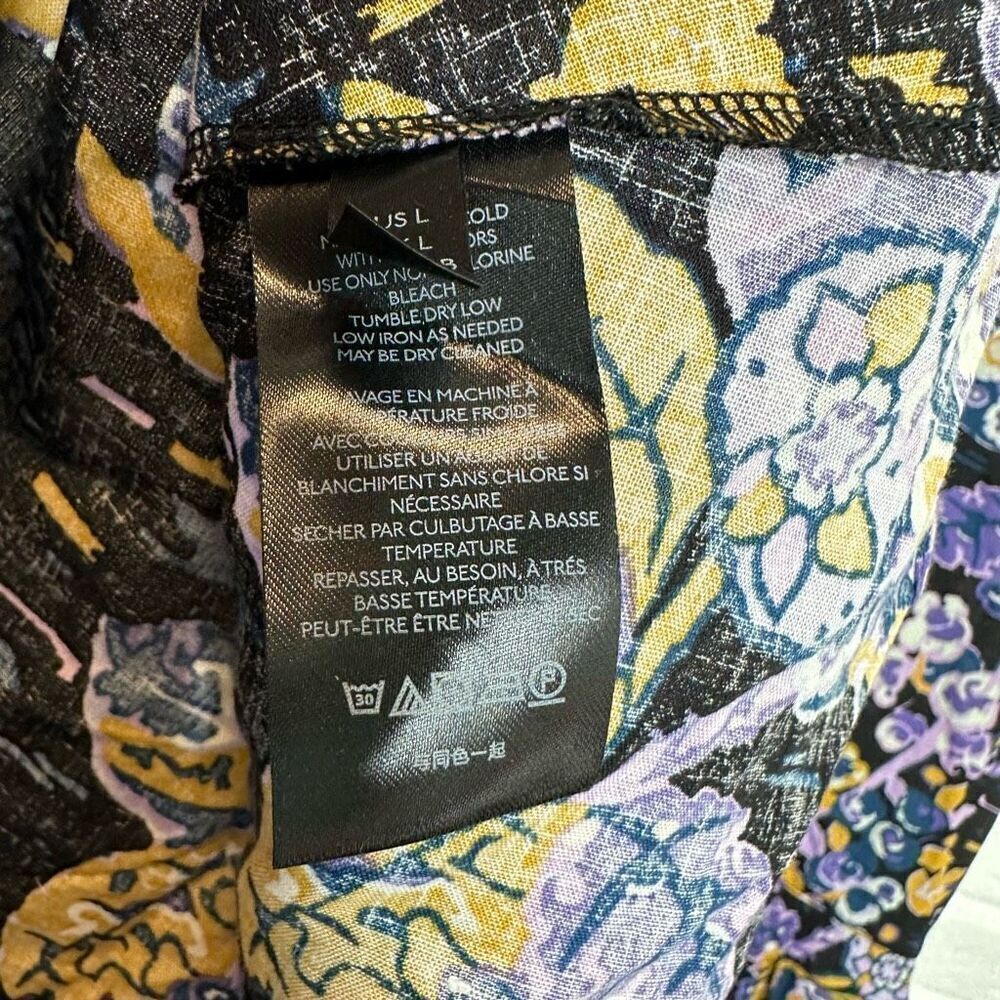 Free People‎ Tunic Summer In Tulum Purple Floral Linen Blend size Large - Picture 6 of 6
